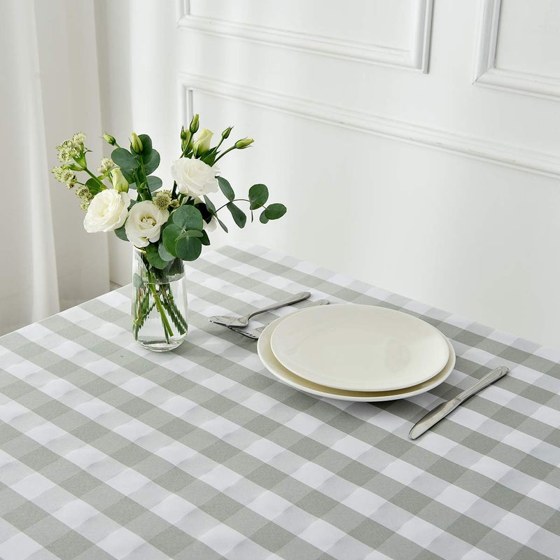 maxmill Checkered Rectangle Tablecloth Water Resistance Antiwrinkle Spillproof Heavy Weight Soft Gingham Plaid Table Cloth for Buffet Banquet Parties Holiday Dinner, 60 x 104 Inch Grey and White - Image 4